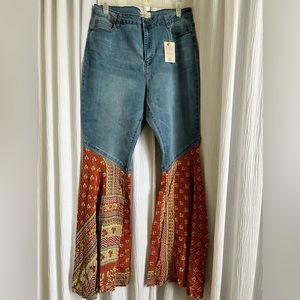 Kantha Bae Upcycled Blue Denim Bloomer Bell Bottoms